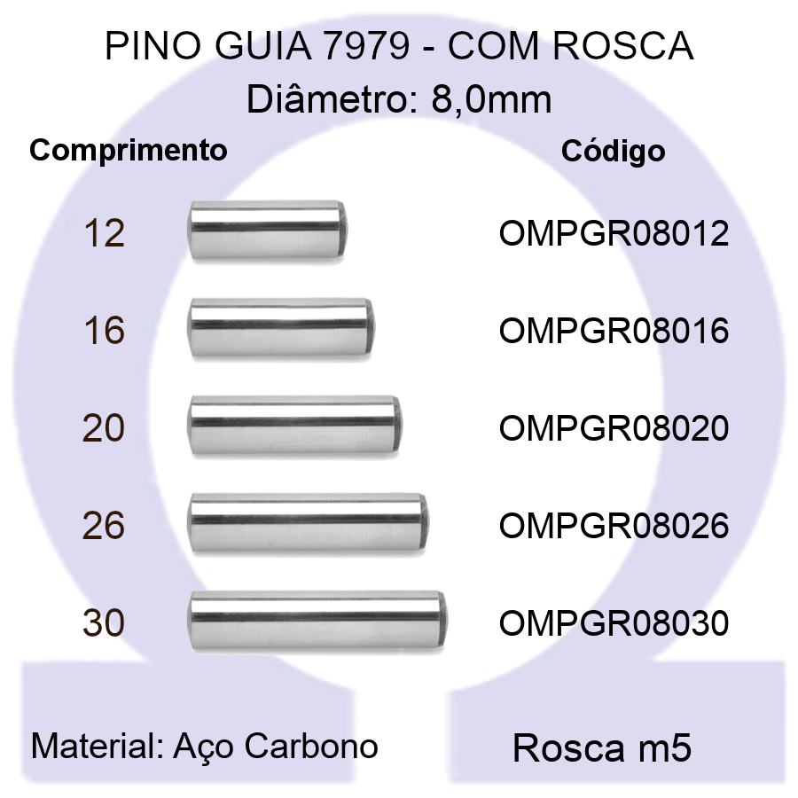 Pino Guia 7979 OMPGR 08012/16/20/26/30 (Emb.50 peças)