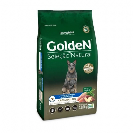 Golden Seleção Natural Cães Adultos Porte Médio/Grande Frango e Batata Doce 12kg