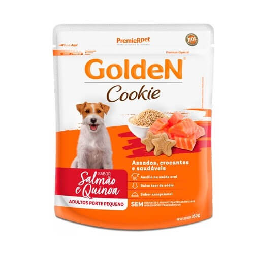 Biscoito Golden Cookie Adultos Raças Pequenas Salmão e Quinoa 350g  - Agropet Mineiro