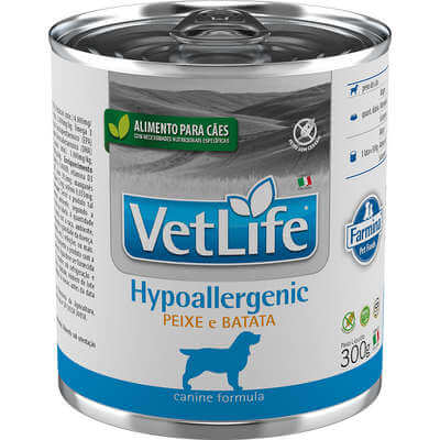 Vet Life Cães Ração Úmida Hypoallergenic - Peixe e Batata 300g