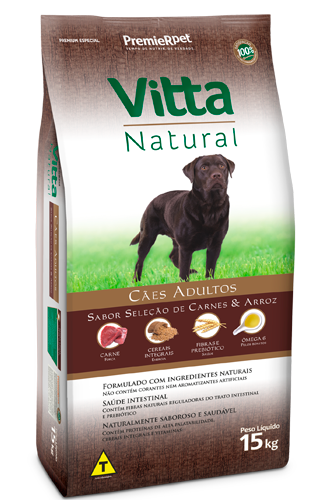 Ração Vitta Natural Cães Adultos Carne 15kg
