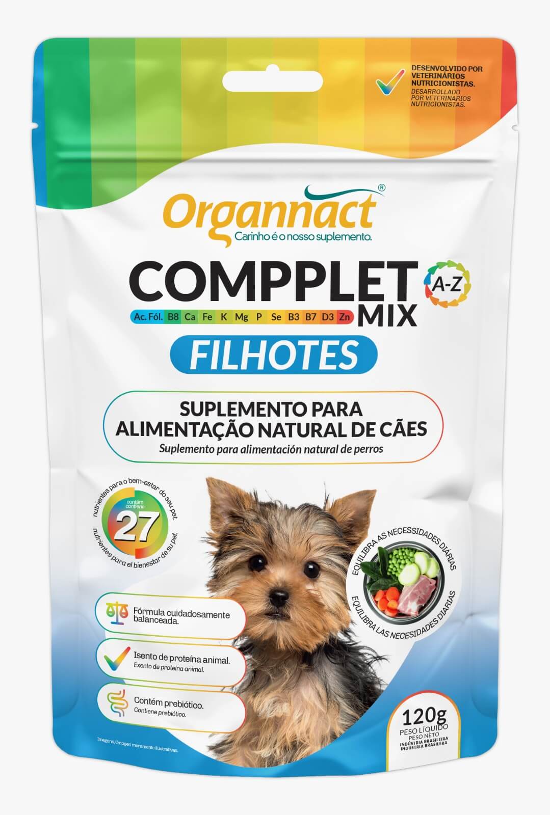 Suplemento Vitamínico Organnact Compplet Mix Filhotes 120g  - Agropet Mineiro