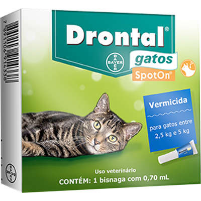 Vermífugo Drontal SpotOn para Gatos com 2,5kg até 5kg- 1 Bisnaga  - Agropet Mineiro