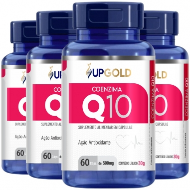 4x Coenzima Q10 Ubiquinona + Vitamina C e Cólageno Hidrolisado 60 Cáps - Upgold