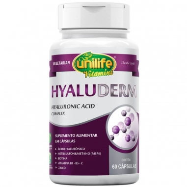 Ácido Hialurônico Hyaluderm + Vitaminas 60 Cápsulas 650mg - Unilife