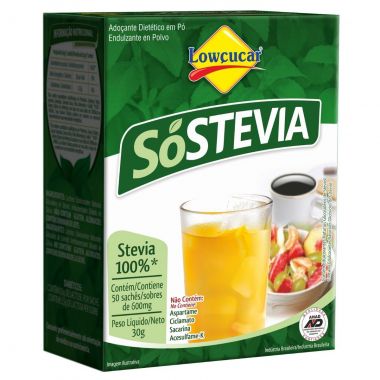 Adoçante Dietético SóStevia 50 Sachês 600mg - Lowçucar