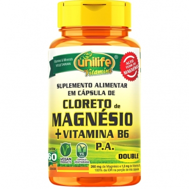 Cloreto De Magnésio Pa + Vit B6 60 Cápsulas 800Mg - Unilife