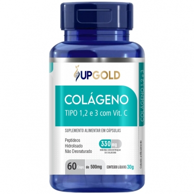 Colágeno Tipo 1, 2 e 3 C/ Vitamina C 60 Cáps 500mg - Upgold