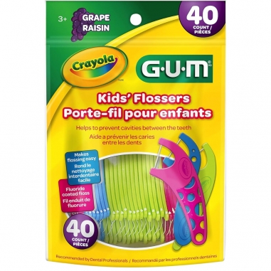 Flosser Infantil Crayola Fio Dental Infantil C/ Cabo 160 Unidades - Gum