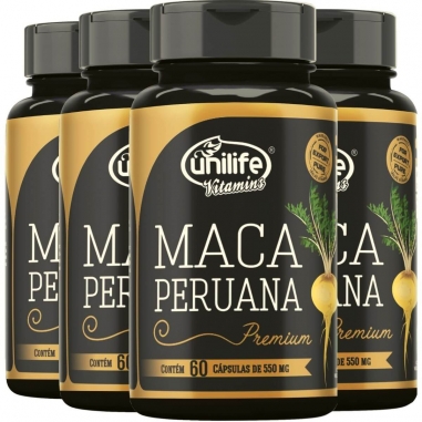 Kit 4 Maca Peruana Premium Unilife 100% Pura - 60 Cápsulas