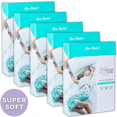 kit 5 Capa Antiácaro para Travesseiro Super Soft 100% Algodão - Alergoshop