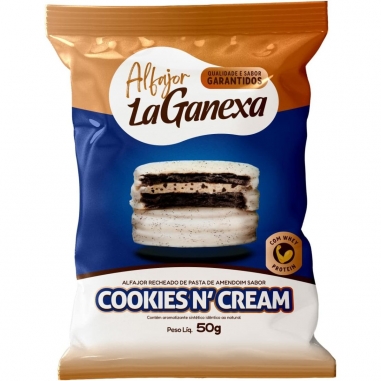 Kit 6 Alfajor La Fajor 50g Recheado C/ Pasta De Amendoim Cookies Cream Whey - La Ganexa
