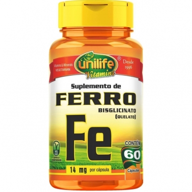 Kit 6 Ferro Quelato Fe 500mg 60 Cáps - Unilife 
