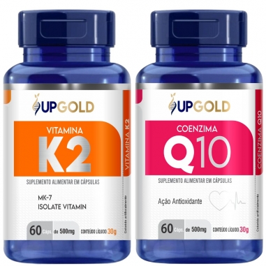 Kit Coenzima Q10 Ubiquinona 60 Cáps + Vitamina K2 Menaquinona 60 Caps - Upgold
