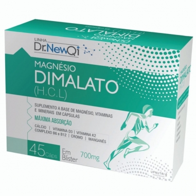 Magnésio Dimalato (HCL) 45 Cápsulas 700mg C/ Vitaminas e Minerais Dr. New Qi - Upnutri