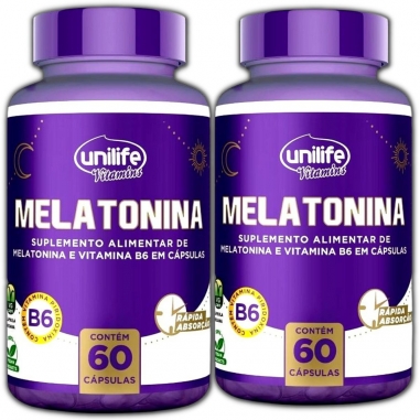 Kit 2 Melatonina C/ Vitamina B6 350mg 60 Cápsulas - Unilife