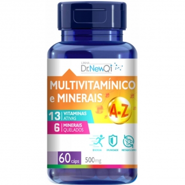 Multivitamínico e Minerais de A-Z 13 Vitaminas e 6 Minerais 60 Cápsulas 500mg - Upnutri Dr. New Qi