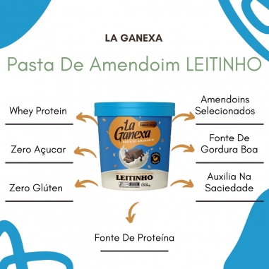Pasta De Amendoim Integral 1kg Leitinho C/ Whey Protein - La Ganexa