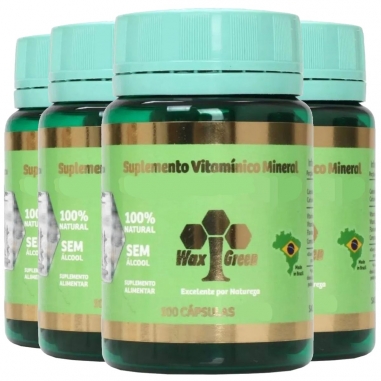 Própolis Verde 70% C/ Vitamina C e E 100 cápsulas 400mg - Wax Green