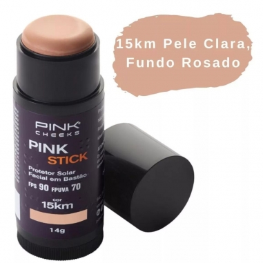 Protetor Solar E Base Pink Stick 14g FPS 90 Cor 15 Km - Pink Cheeks