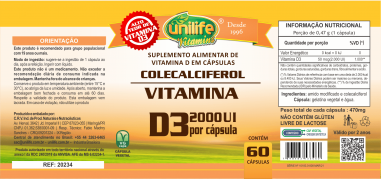 Vitamina D3 Colecalciferol 60 Cápsulas - Unilife