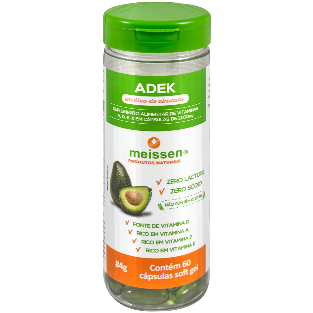 Adek Óleo de Abacate Com Vitaminas 1000mg 60 Cápsulas - Meissen