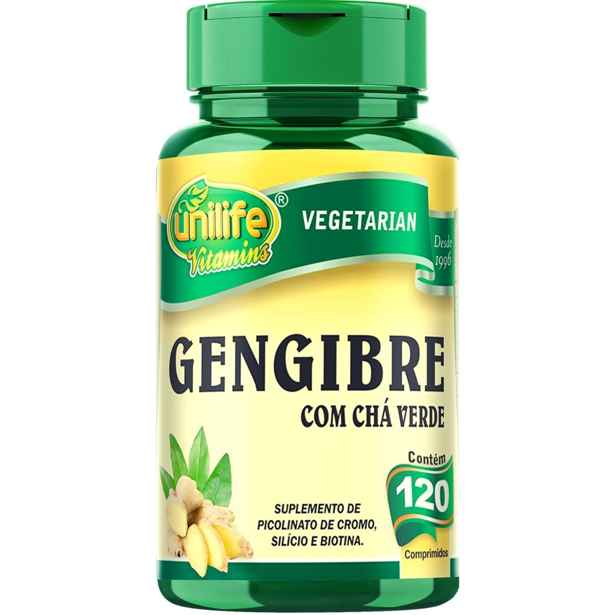 Gengibre C/ Chá Verde 400mg 120 Comprimidos - Unilife