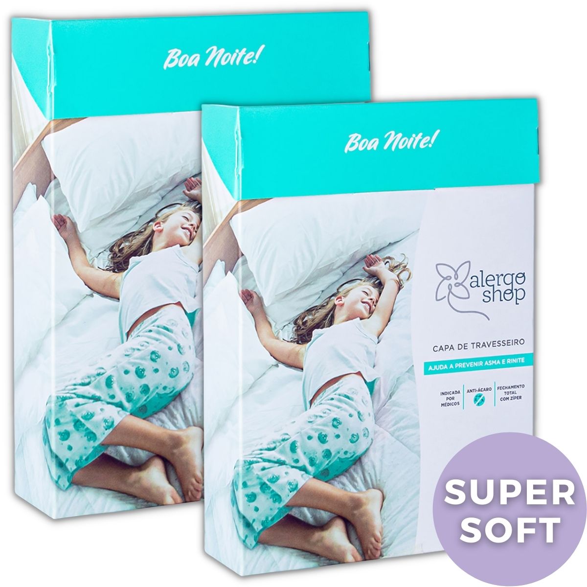 Kit 2 Capas Antiácaro para Travesseiro Super Soft 100% Algodão - Alergoshop