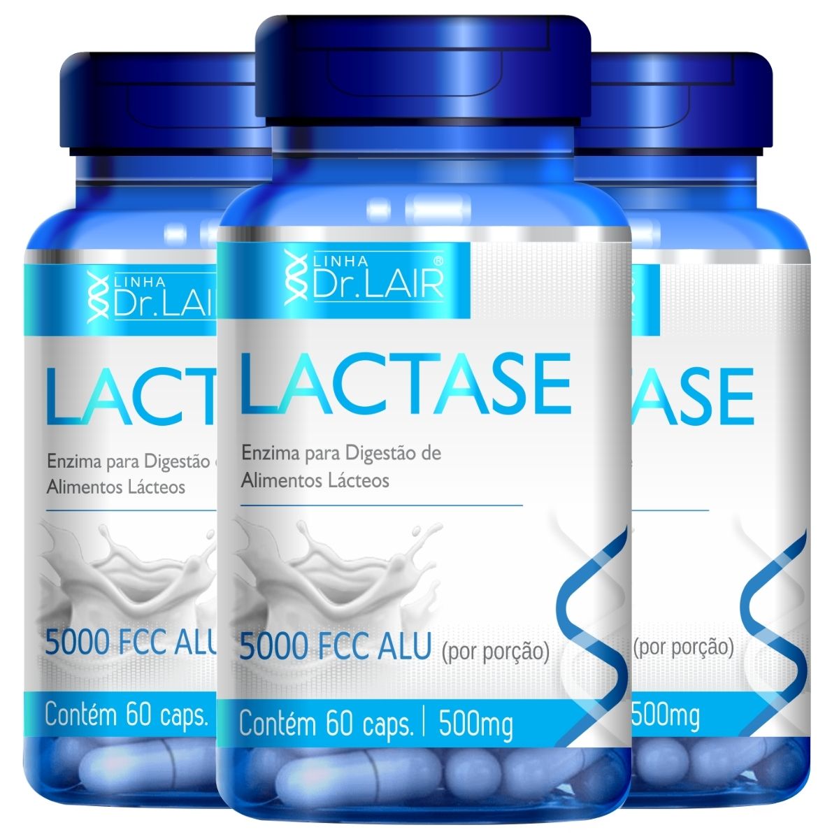Kit 3 Lactase Enzima 5.000 FCC ALU 60 Cáps 500mg - Upnutri
