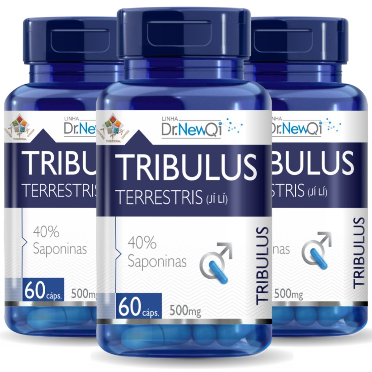 Kit 3 Tribulus Terrestris 500mg 60 cápsulas Dr. New QI - Upnutri