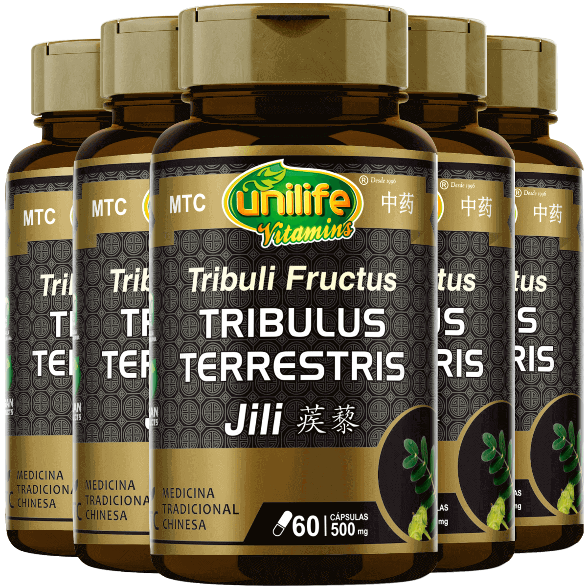 Kit 5 Tribulus Terrestris MTC 500mg 60 Cápsulas - Unilife