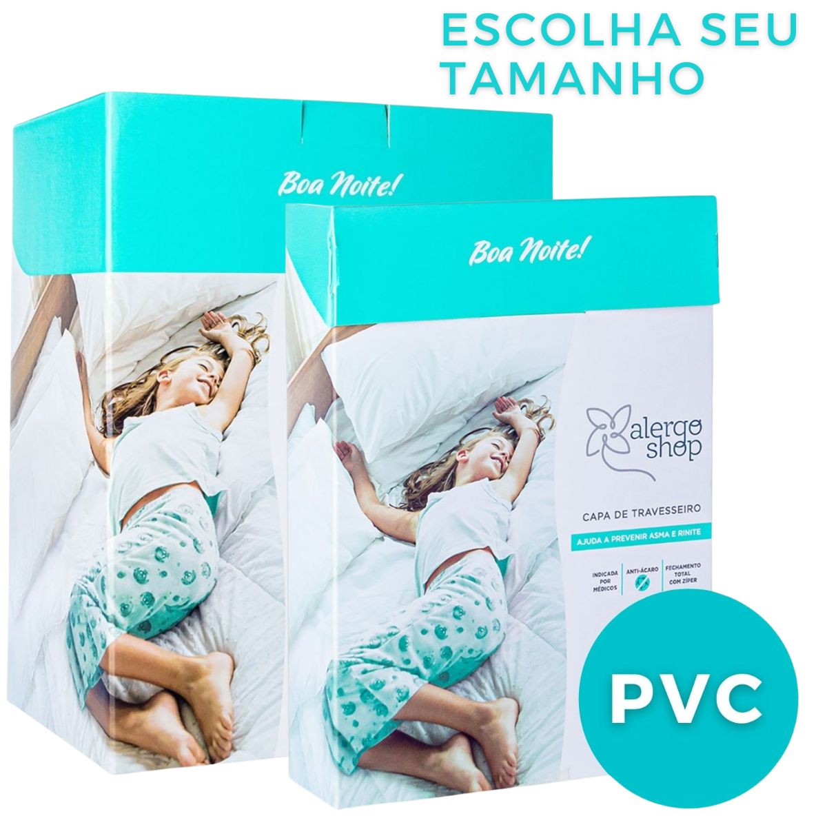 Kit Capa Colchão + Travesseiro Antiácaro 100% PVC Alergoshop - Escolha o Seu