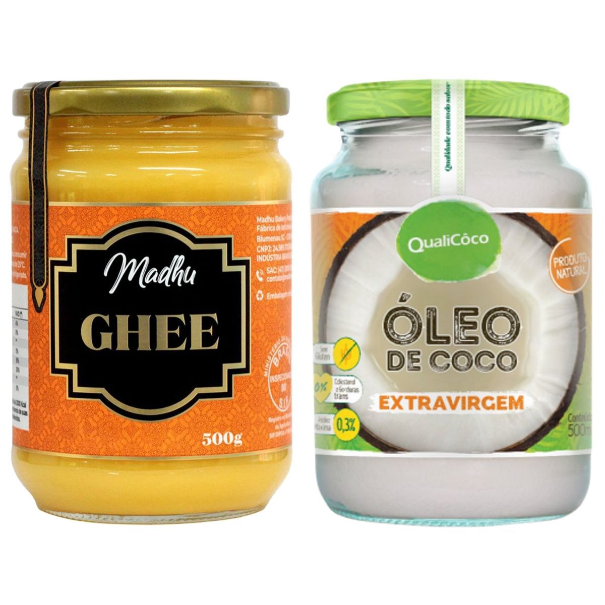 Kit Oleo De Coco Extra Virgem 500ml + Manteiga Ghee Clarificada 500ml