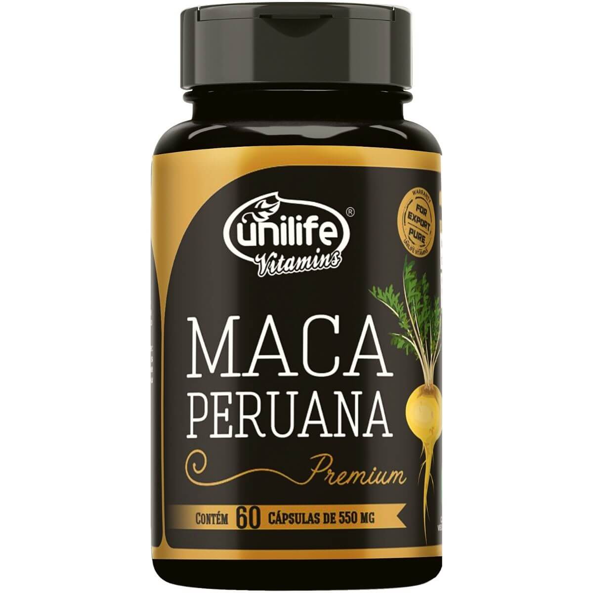 Maca Peruana Premium 100% Pura 550mg 60 Cáps - Unilife