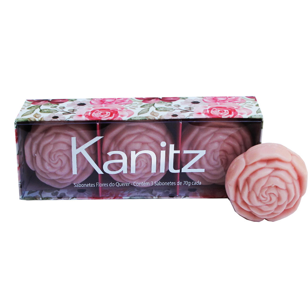 Estojo Flores do Querer Kanitz Rosa Sabonete 3x70g