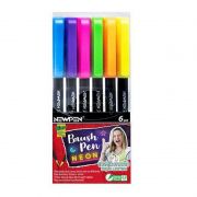 Kit Caneta pincel Brush Pen tons neon 6 cores Newpen