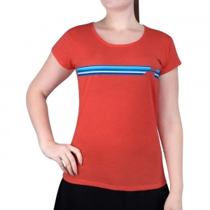 Camiseta Babolat Exercise Stripes Tee Vermelha Feminina