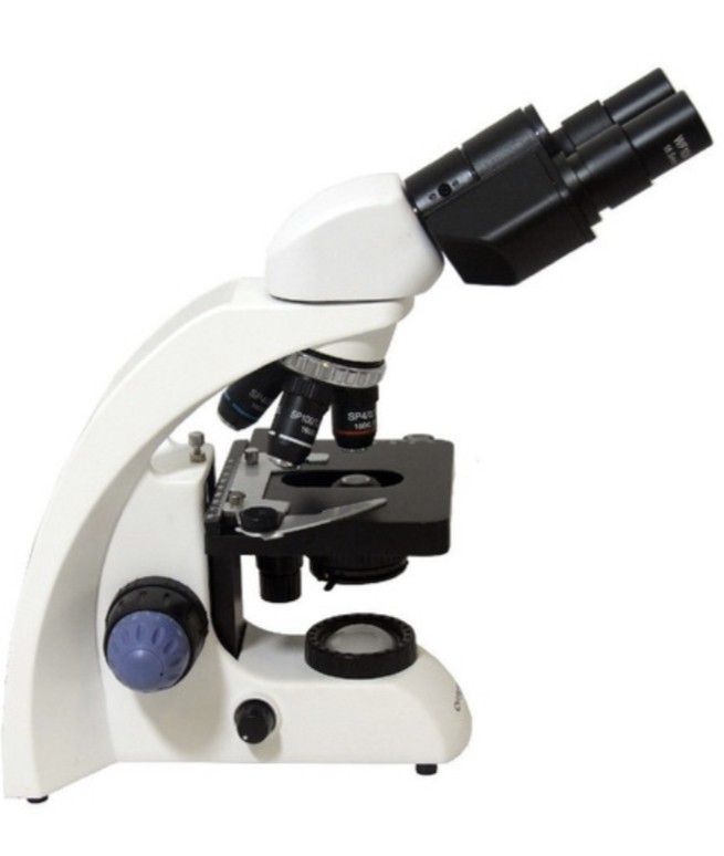 Microscópio Biológico Binocular Led Aumento de 40x até 1000 X Suporte para Bateria Recarregável.