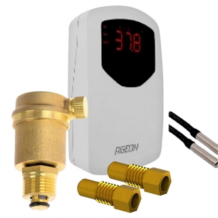 Controlador de Temperatura  Aquecimento de Piscina TDI AGEON Bivolt + Válvula Eliminadora de Ar + Poço Termométrico