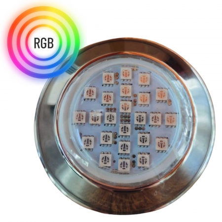 Refletor Power LED 5W RGB em Inox Iluminação para Piscina Luz Multicolorida - Brustec