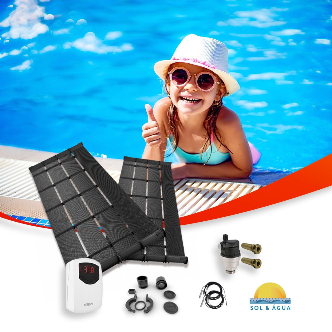 Kit Aquecedor Solar para Piscinas com até 20m² ou 28 mil litros TekSol com Controlador de Temperatura Bivolt  - Sol e Água Piscinas e Acessórios