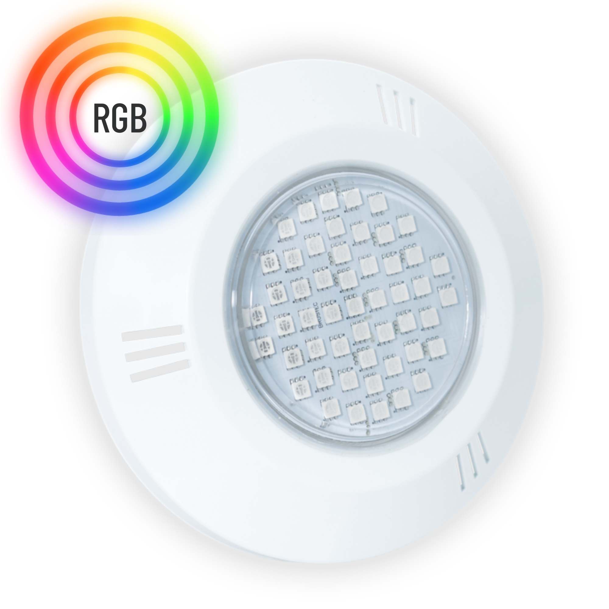 Refletor Power LED 9W ABS RGB Frente New Iluminação Colorida para Piscina - Brustec  - Sol e Água Piscinas e Acessórios