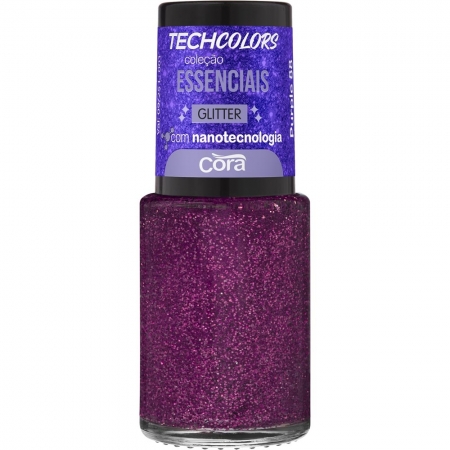 Esmalte Techcolors Cora 9ml Essenciais Glitter Purple 88