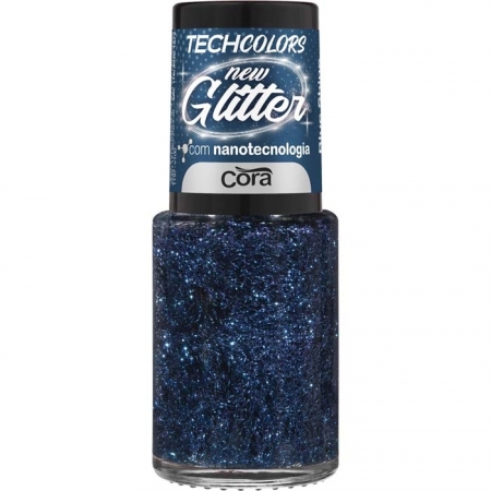 Esmalte Techcolors Cora 9ml New Glitter Blue Shine