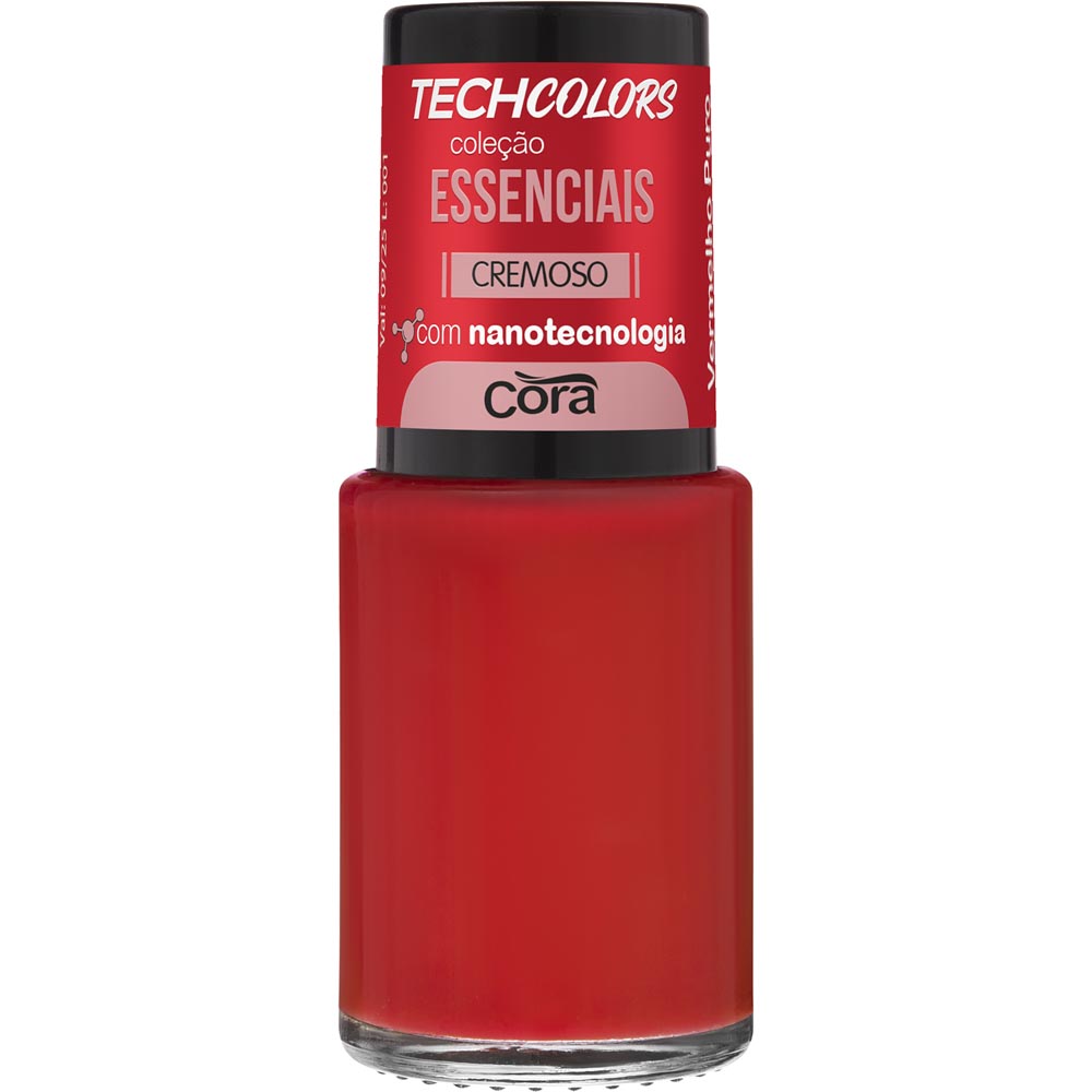 Esmalte Techcolors Cora 9ml Essenciais Cremoso Vermelho Puro
