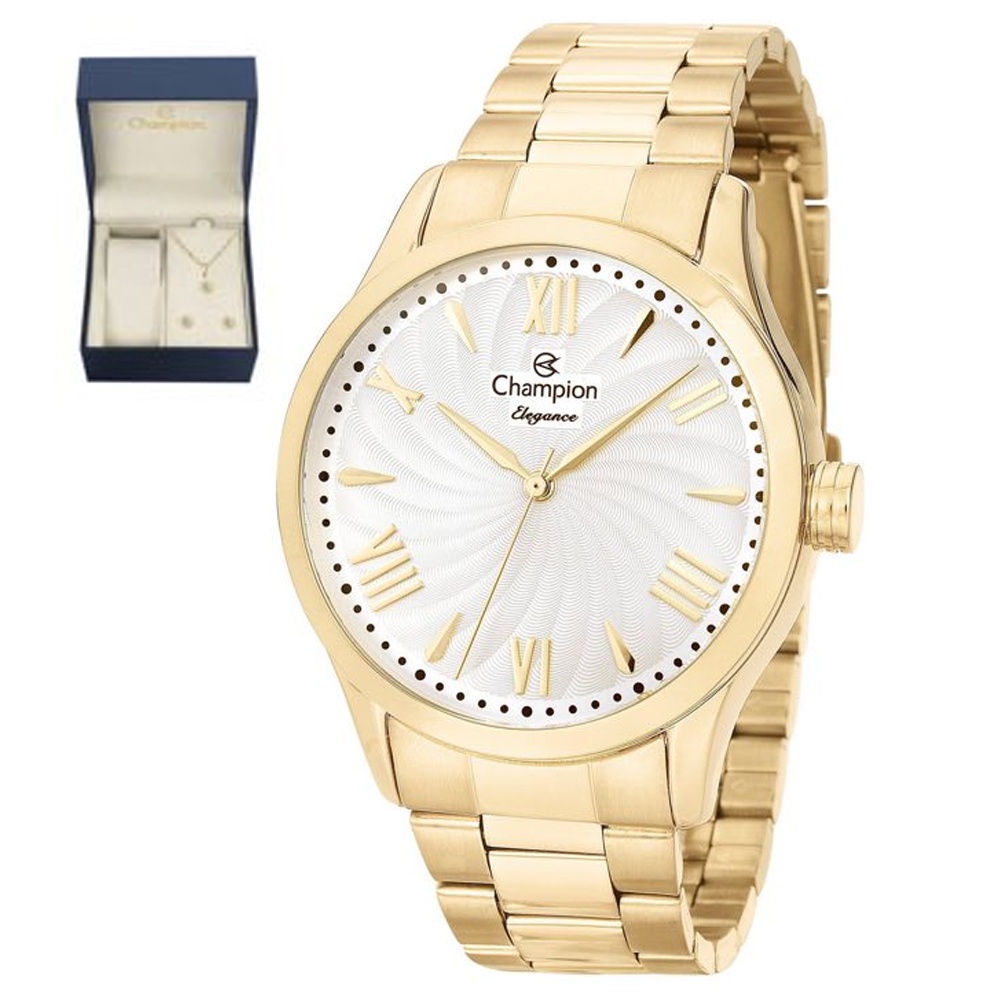 Relógio Feminino Champion Elegance Dourado CN27796W