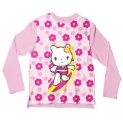 Camiseta Adulto Hello Kitty Surfista Rosa ML