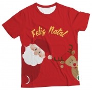 Camiseta Adulto Natal Feliz Vermelho MC