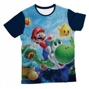 Camiseta Adulto Super Mario Azul MC