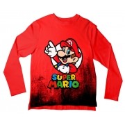 Camiseta Adulto Super Mario Vermelho ML